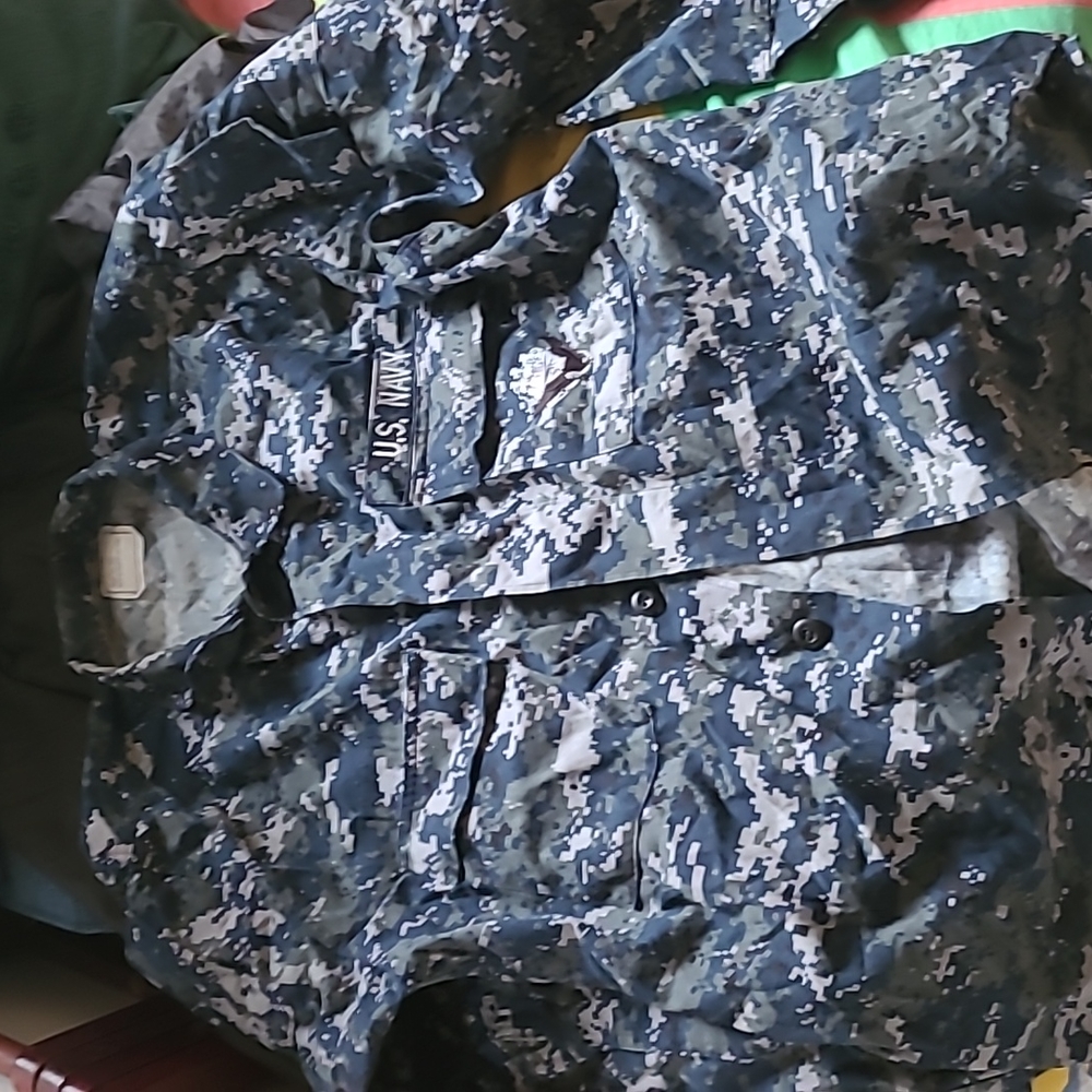 Camo Us navy military heavy digital camo uniform medium Xlong no name butonup